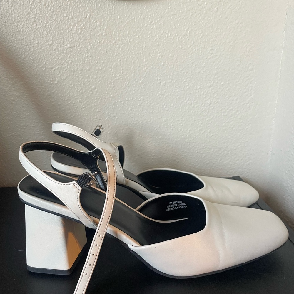White Block Heels